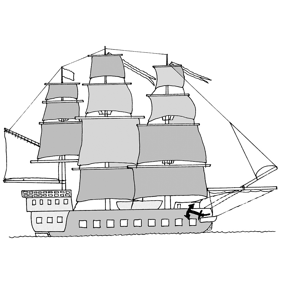Gezeichnetes Schiff